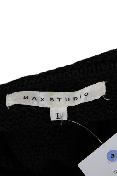 Max Studio Womens Full-zip Hoodie Black Drawstring Long Sleeve Gothic Size L
