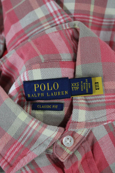 Polo Ralph Lauren Women Collared Plaid Cotton Button-Up Long Sleeve Size 2XS