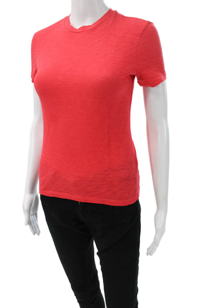 Theory Women Basic Red Cotton Crew Neck Short Sleeve T-Shirt Size 0P