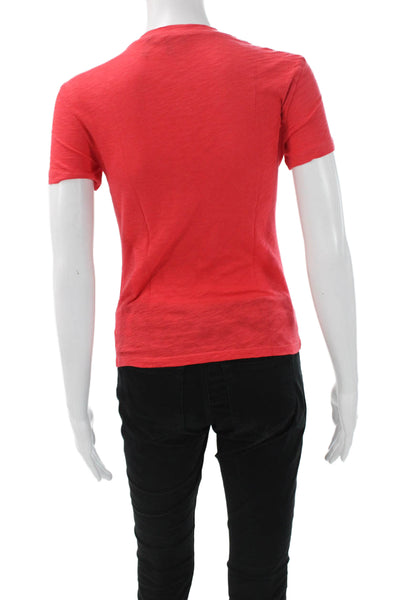 Theory Women Basic Red Cotton Crew Neck Short Sleeve T-Shirt Size 0P