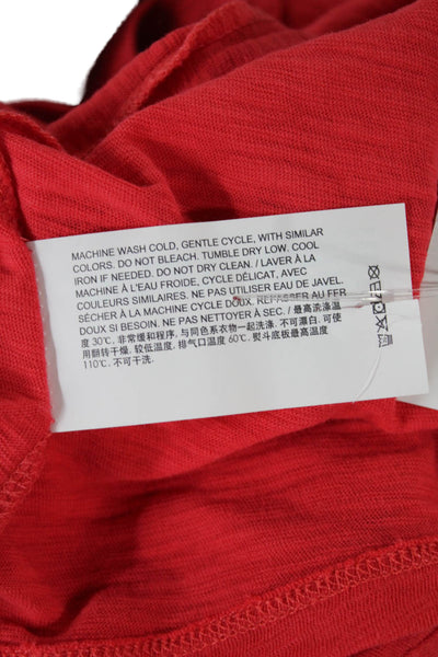 Theory Women Basic Red Cotton Crew Neck Short Sleeve T-Shirt Size 0P