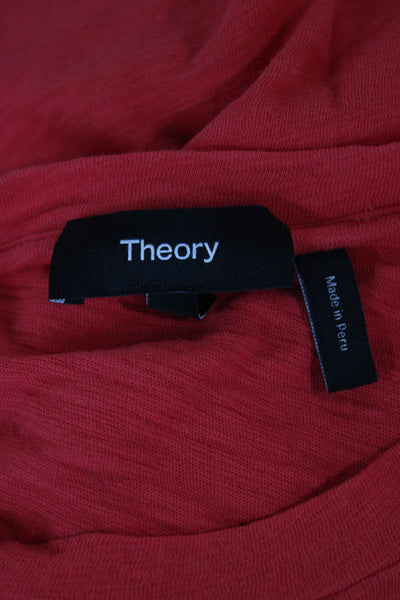 Theory Women Basic Red Cotton Crew Neck Short Sleeve T-Shirt Size 0P