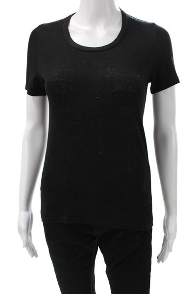Isabel Marant Etoile Women Black Linen T-Shirt Short Sleeve Size XS
