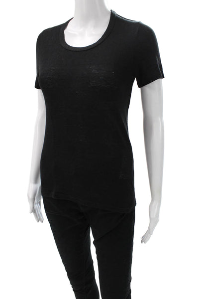 Isabel Marant Etoile Women Black Linen T-Shirt Short Sleeve Size XS
