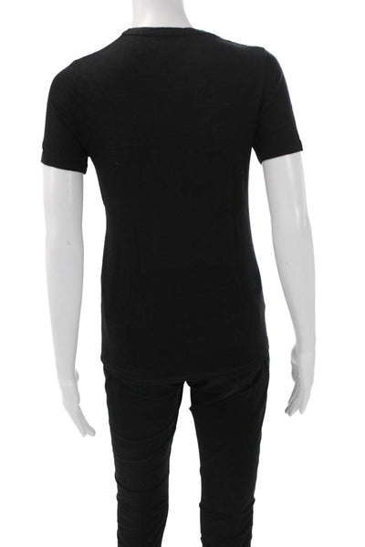 Isabel Marant Etoile Women Black Linen T-Shirt Short Sleeve Size XS