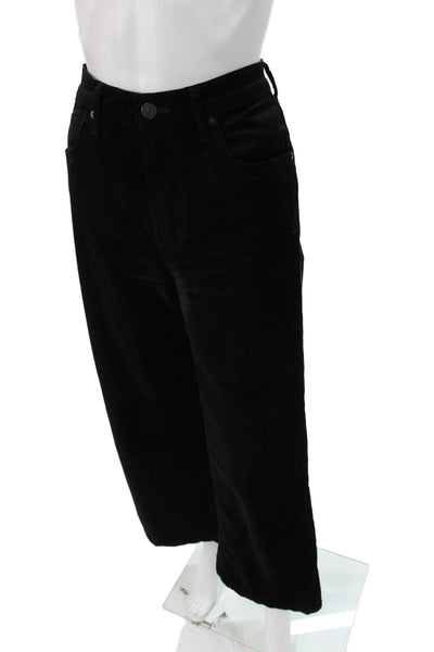 Citizens of Humanity Women Black Velvet Pants Button Closure Inseam 26 Size 26