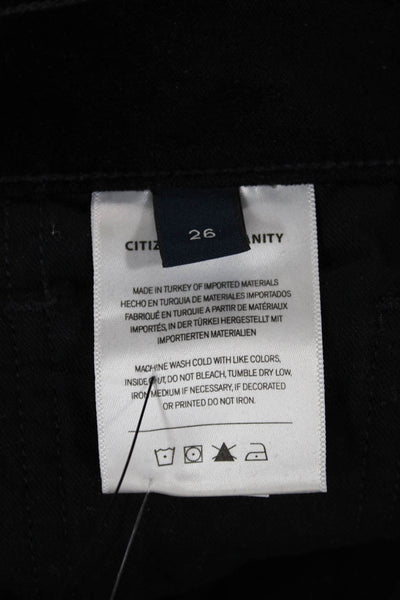 Citizens of Humanity Women Black Velvet Pants Button Closure Inseam 26 Size 26