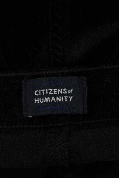 Citizens of Humanity Women Black Velvet Pants Button Closure Inseam 26 Size 26
