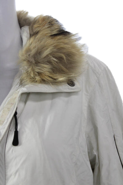 Ralph Lauren Women White Parka Zip Long Sleeve Nylon Blend Size L