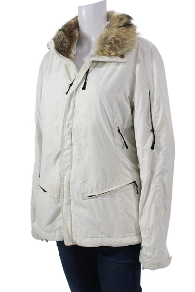 Ralph Lauren Women White Parka Zip Long Sleeve Nylon Blend Size L