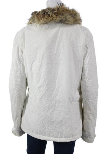 Ralph Lauren Women White Parka Zip Long Sleeve Nylon Blend Size L