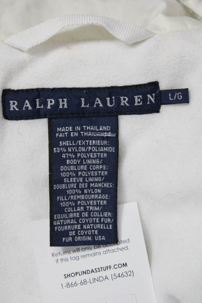 Ralph Lauren Women White Parka Zip Long Sleeve Nylon Blend Size L
