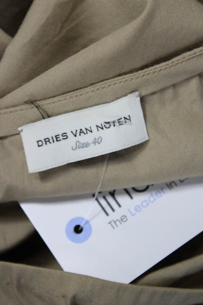 Dries Van Noten Women Beige Cotton Tunic Blouse Long Sleeve Round Neck Size 40