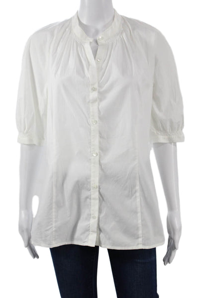 Vince Women Tunic White Collared 3/4 Sleeve Cotton Size 12