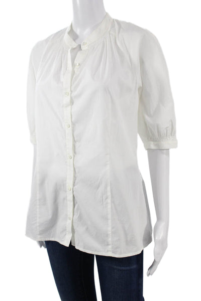 Vince Women Tunic White Collared 3/4 Sleeve Cotton Size 12