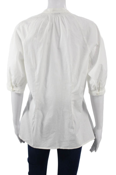 Vince Women Tunic White Collared 3/4 Sleeve Cotton Size 12