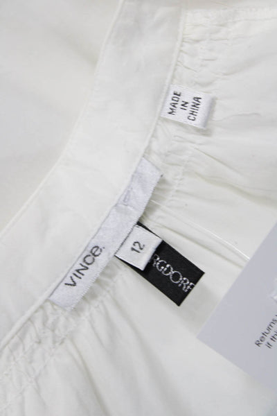 Vince Women Tunic White Collared 3/4 Sleeve Cotton Size 12