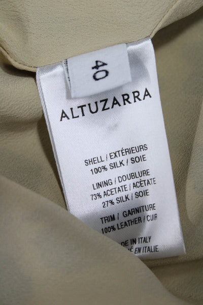 Altuzarra Women Shirt Dress Beige Silk Animal Print Button Long Size 40