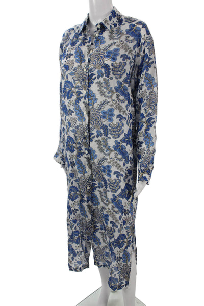 MC2 Saint Barth Womens Multicolor Paisley Collar Shirt Dress Longsleeve Size S