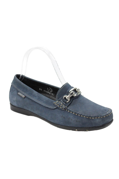 Mephisto Womens Slip On Round Toe Suede Loafers Navy Blue Size 6