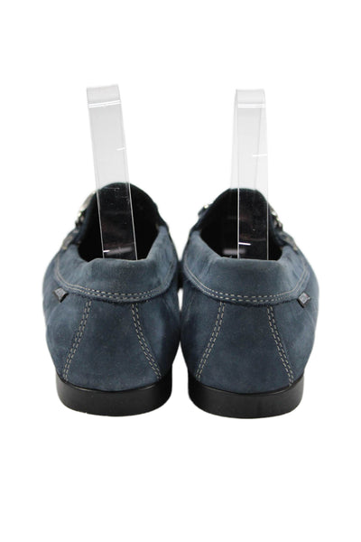 Mephisto Womens Slip On Round Toe Suede Loafers Navy Blue Size 6