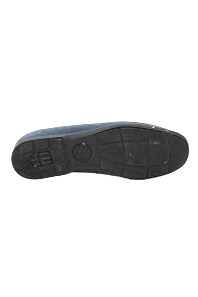 Mephisto Womens Slip On Round Toe Suede Loafers Navy Blue Size 6