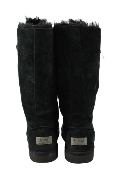 UGG Australia Womens Lace Up Shearling Lined Knee High Boots Black Size 6