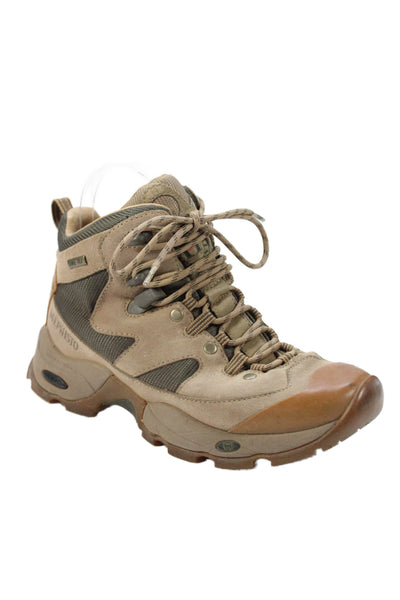 Mephisto Womens Lace Up Logo Suede Walking Sneakers Brown Size 6.5