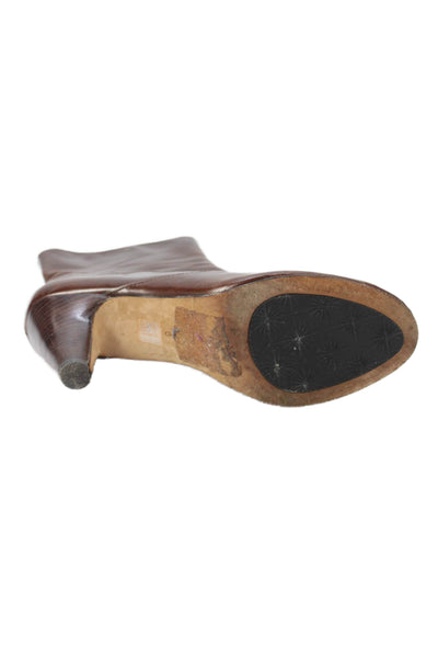 Taryn by Taryn Rose Womens Side Zip Block Heel Leather Booties Brown Size 6