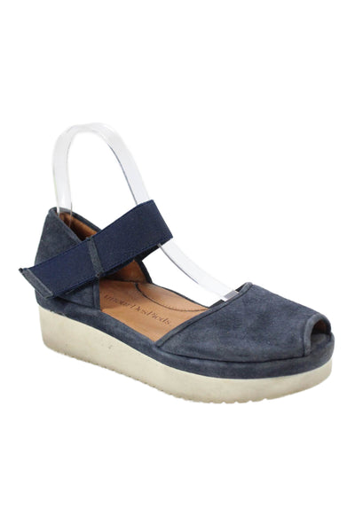 L Amour Des Pieds Womens Wedge Heel Platform Ankle Strap Sandals Navy Size 6