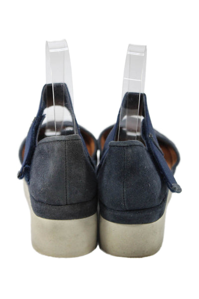 L Amour Des Pieds Womens Wedge Heel Platform Ankle Strap Sandals Navy Size 6
