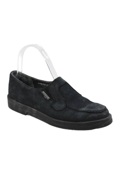 Mephisto Womens Slip On Round Toe Suede Loafers Black Size 6