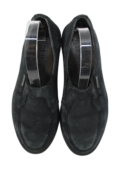 Mephisto Womens Slip On Round Toe Suede Loafers Black Size 6