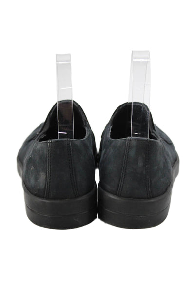 Mephisto Womens Slip On Round Toe Suede Loafers Black Size 6