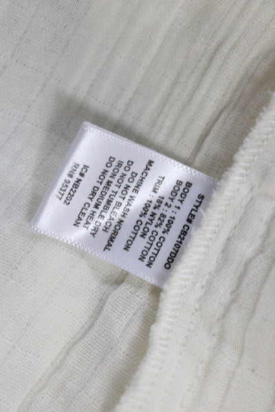 Sanctuary Womens Tunic Blouse White V-Neck Long Sleeve Cotton Size XL