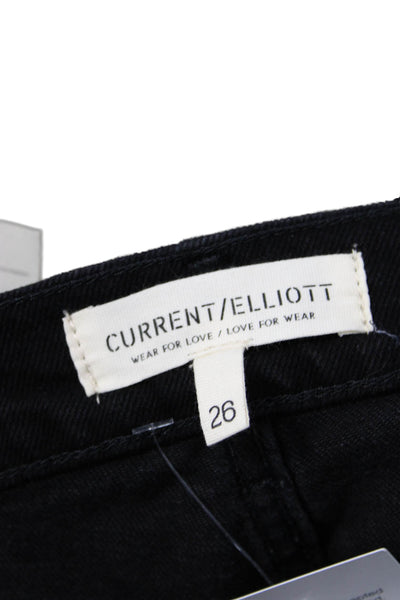 Current/Elliott Women Straight High Rise Jeans Black Size 26