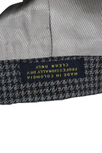 Oscar de la Renta Mens Brown Check Wool Sport Coat Button Collared Size 42