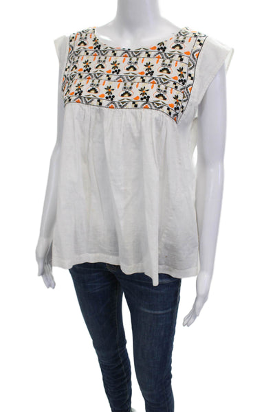 Suno Women Tunic White Sleeveless Owl Graphic Prima Cotton Size 2