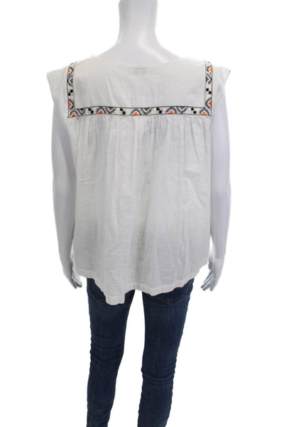 Suno Women Tunic White Sleeveless Owl Graphic Prima Cotton Size 2