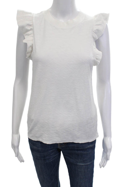 Nation LTD Womens White Pima Cotton Sleeveless Crew Neck T-Shirt Size S