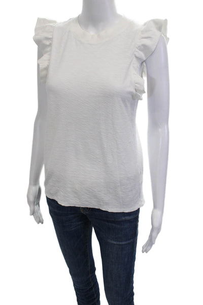 Nation LTD Womens White Pima Cotton Sleeveless Crew Neck T-Shirt Size S