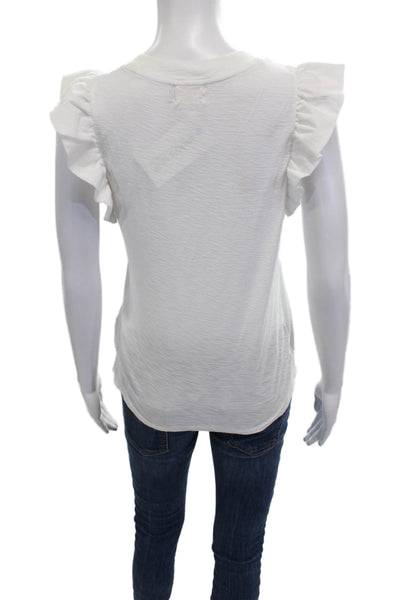 Nation LTD Womens White Pima Cotton Sleeveless Crew Neck T-Shirt Size S