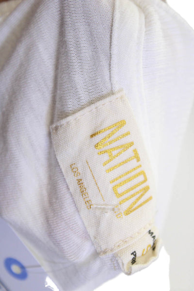 Nation LTD Womens White Pima Cotton Sleeveless Crew Neck T-Shirt Size S