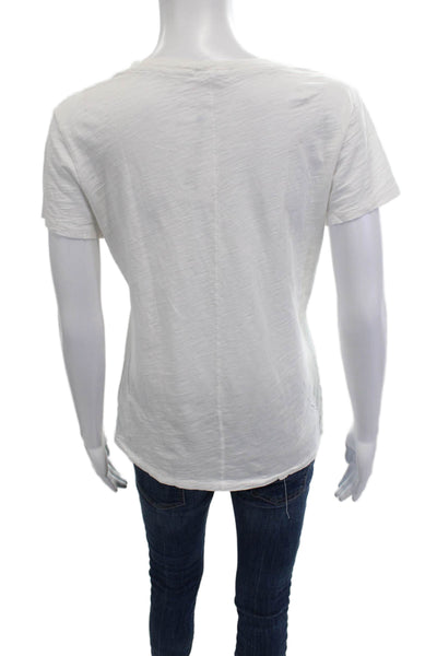 Goldie Women Basic Jersey T-Shirt White V-Neck Short Sleeve 100% Cotton Size M