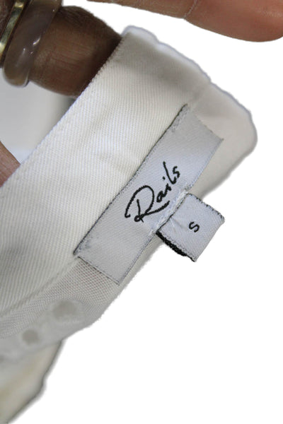 Rails Womens Bohemian Collared Sleeveless Button Up Tencel Blouse White Size S