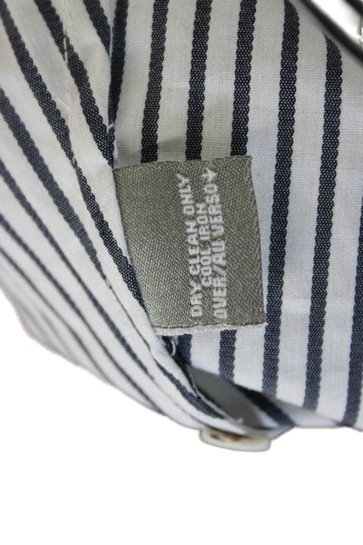 Ellen Tracy Women Black Striped Cotton Collared Long Sleeve Button-Up Size 6