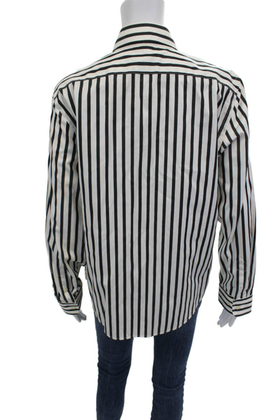Lauren Jeans Company Mens Striped Cotton Button-Up Black Long Sleeve Size M