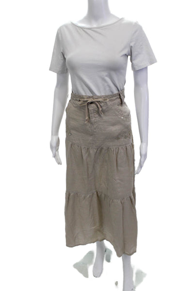 Dollhouse Womens Peasant Maxi Linen Skirt Beige Size L