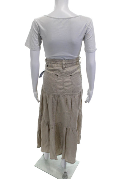 Dollhouse Womens Peasant Maxi Linen Skirt Beige Size L