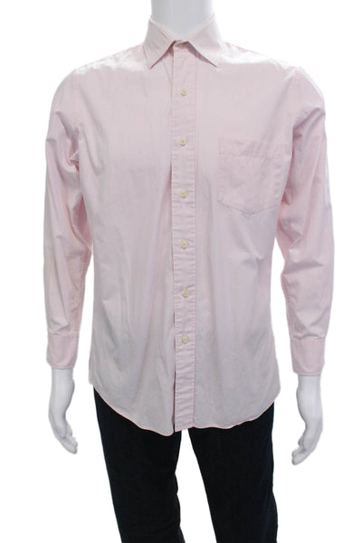 Calvin Klein Mens Button-Down Pink Cotton Dress Shirt Long Sleeve Size 15.5